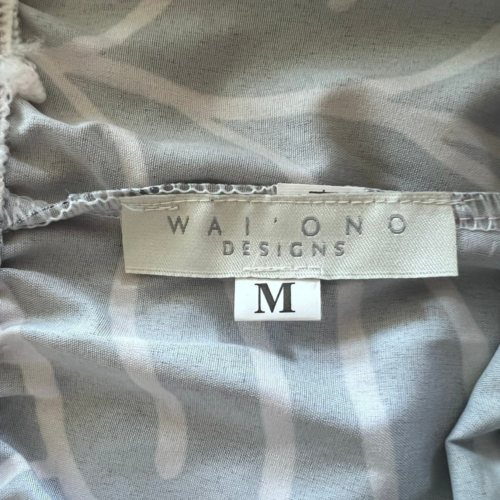 WAI ONO DESIGNS Wide Leg Pants Women Medium Black White Tropical Leaf‎ Hawaiian - Picture 8 of 11